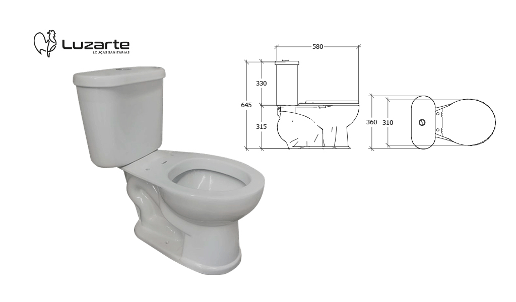 LUZARTE BACIA+CX ACOPLADA KIDS LEIRI ACIONAMENTO DUPLO BRANCO