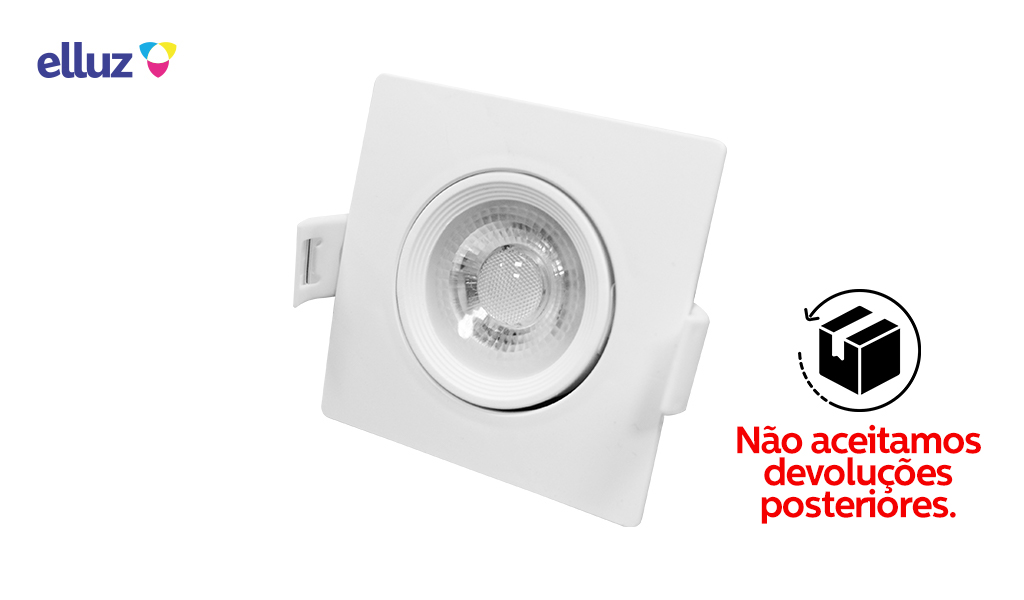 SPOT ELLUZ LED  9W EMB QUAD ABS 3000K BR