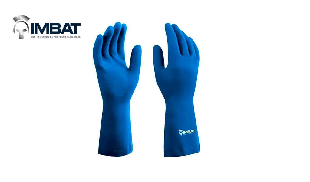 LUVA IMBAT LATEX FORRADA - TAMANHO 07-P - NA COR AZUL