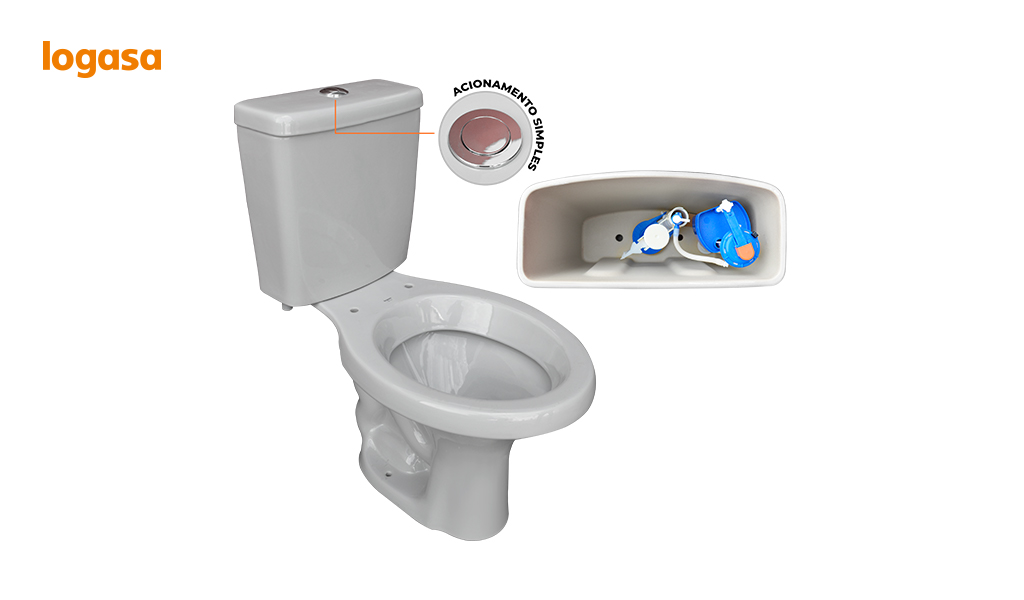 BACIA+CX ACOPLADA 6L ACIONAMENTO SIMPLES LOGASA CINZA