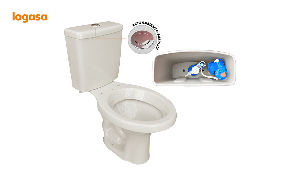 BACIA+CX ACOPLADA 6L ACIONAMENTO SIMPLES LOGASA BEGE AREIA