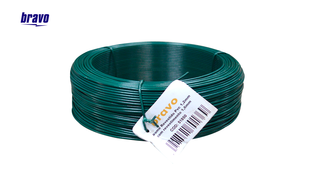 ARAME BRAVO COM CAPA PVC (RECAPADO) C/1KG - GALVANIZADO