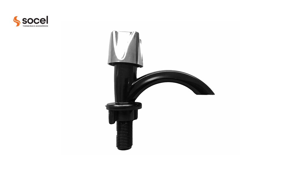 TORNEIRA SOCEL LAVATORIO/MESA FIXA ABS TULIPA PRETA SLIM
