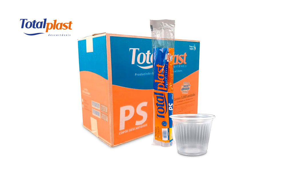 COPO TOTALPLAST PLASTICO BRANCO 50ML PS C/5000