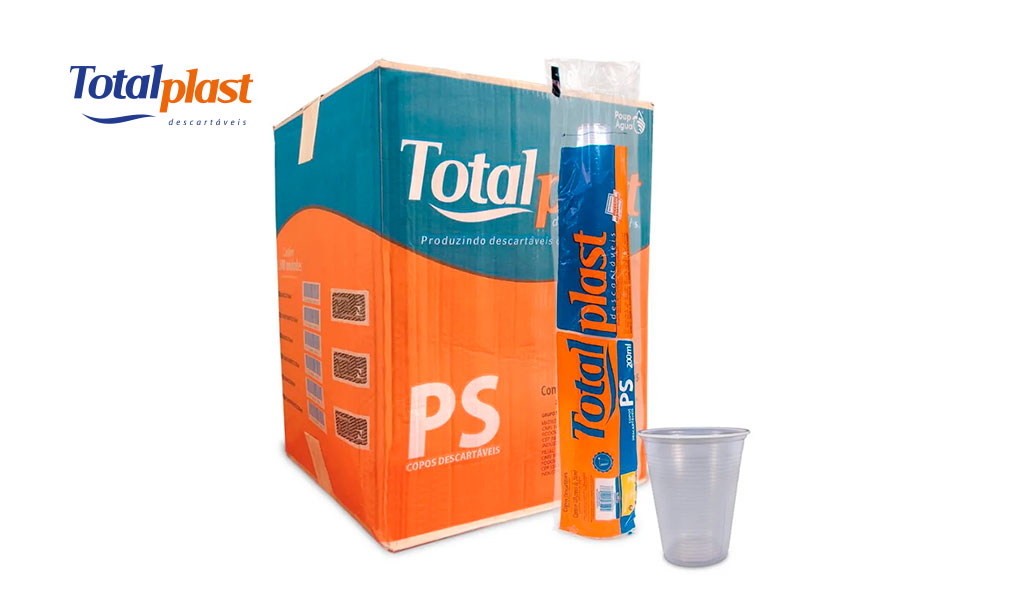 COPO TOTALPLAST PLASTICO TRANSPARENTE 200ML PS C/2500