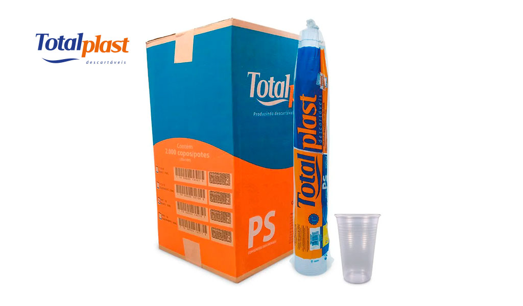 COPO TOTALPLAST PLASTICO TRANSPARENTE 250ML PS C/2500