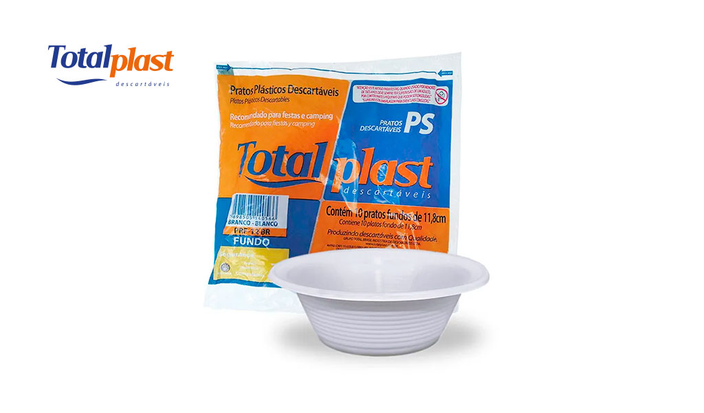 PRATO TOTALPLAST PLASTICO FUNDO 12CM BRANCO C/1000