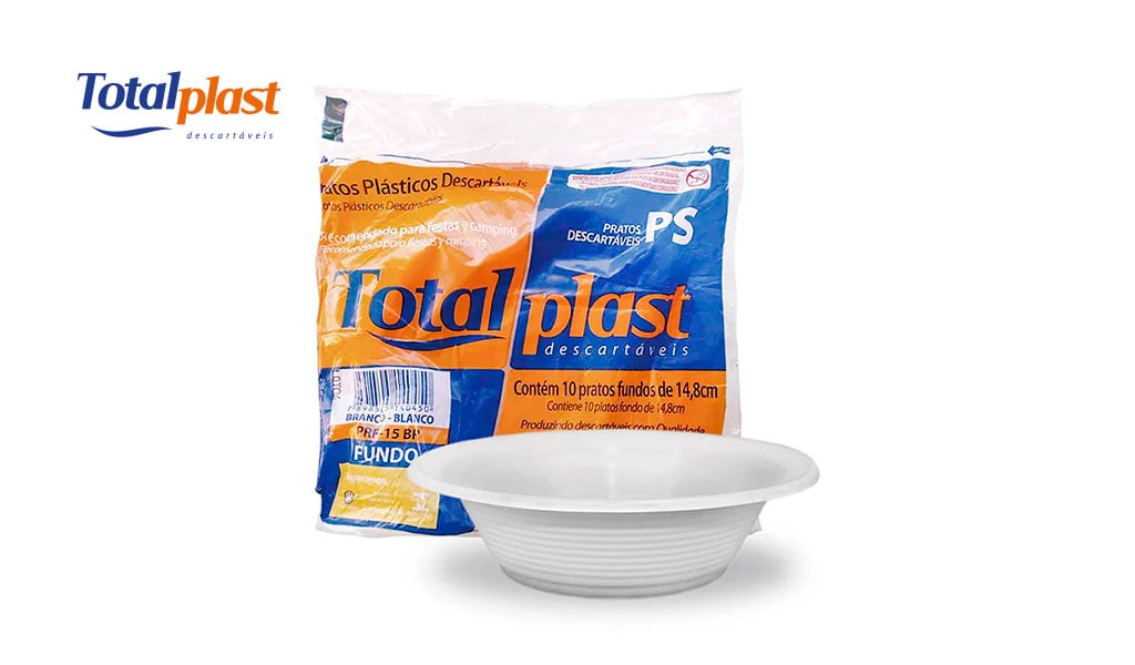 PRATO TOTALPLAST PLASTICO FUNDO 15CM BRANCO C/1000