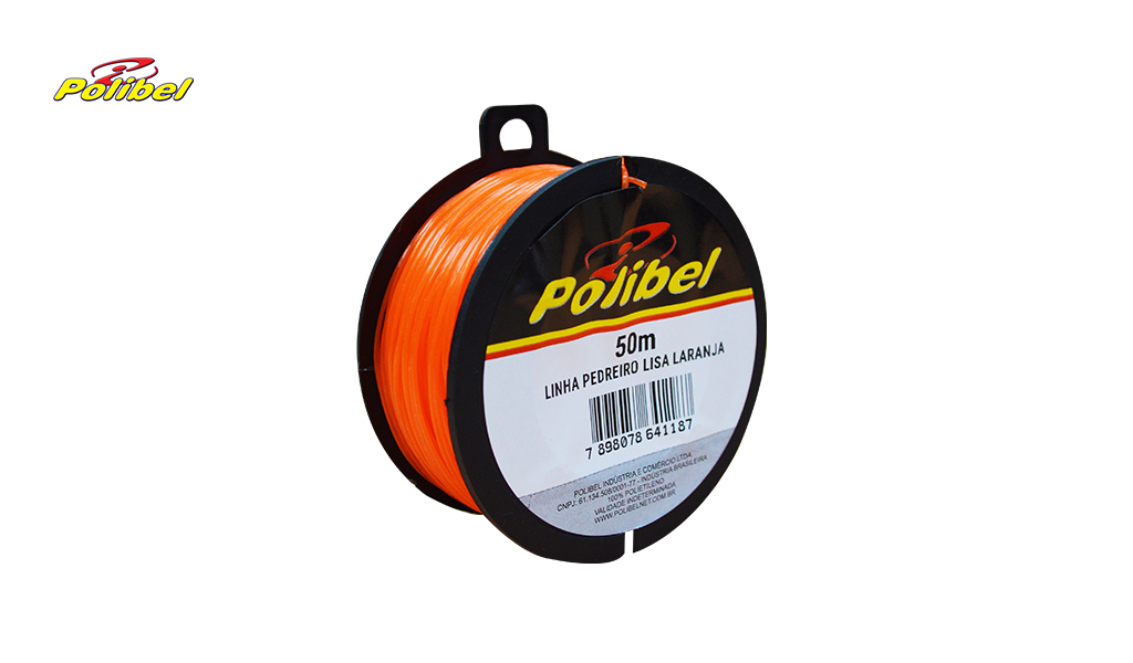 LINHA POLIBEL P/PEDREIRO LISA LARANJA 50M 0,80MM
