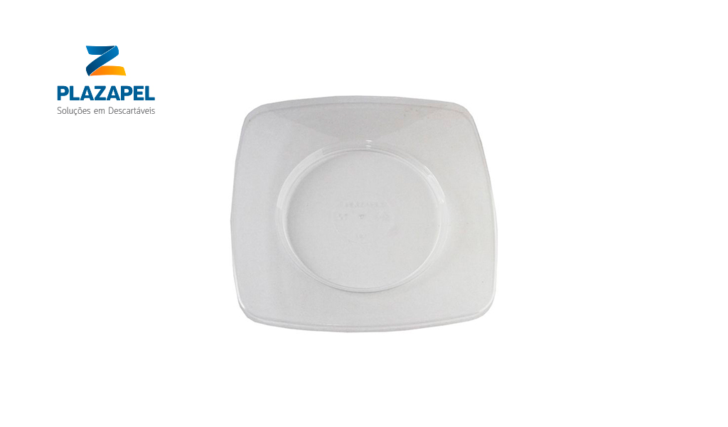 PRATO PLAZAPEL QUADRADO PLASTICO 15CM CRISTAL C/100 UNID.