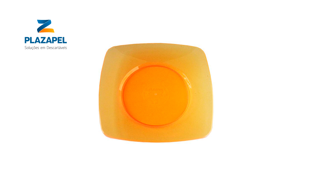 PRATO PLAZAPEL QUADRADO PLASTICO 15CM LARANJA CAIXA C/100 UNID.