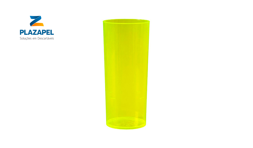 COPO PLAZAPEL PLASTICO LONG 340ML CAIXA C/60 AMARELO