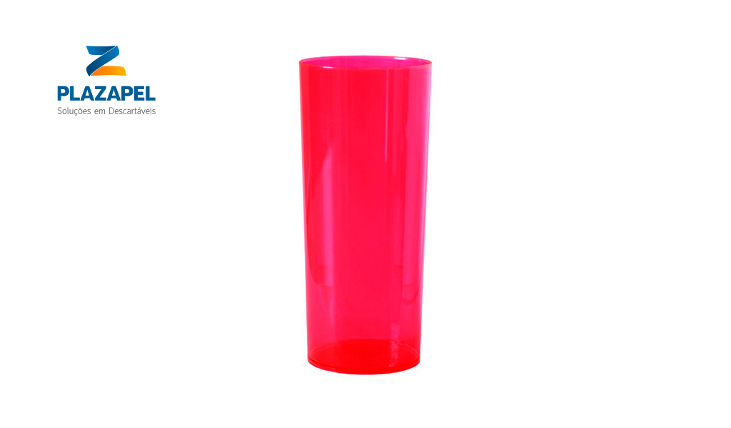 COPO PLAZAPEL PLASTICO LONG 340ML CAIXA C/60 ROSA CLARO
