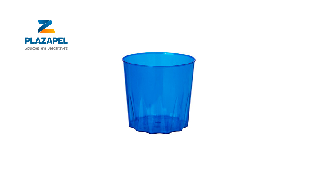 COPO PLAZAPEL PLASTICO WHISKY 300ML CAIXA C/100 AZUL CLARO