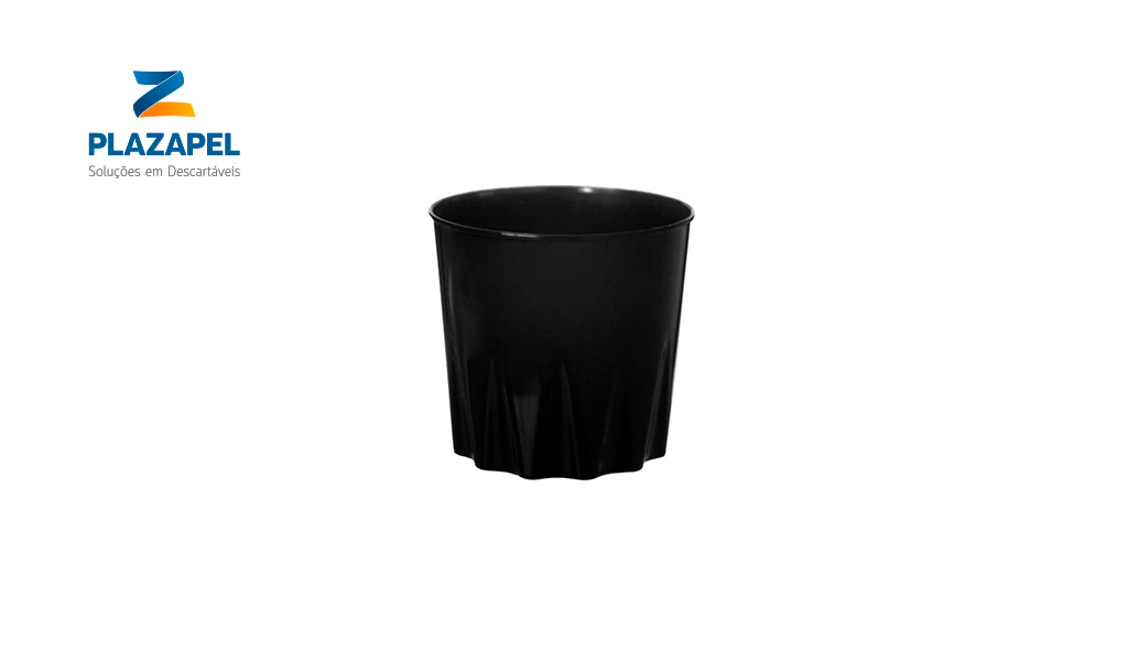 COPO PLAZAPEL PLASTICO WHISKY 300ML CAIXA C/100 PRETO
