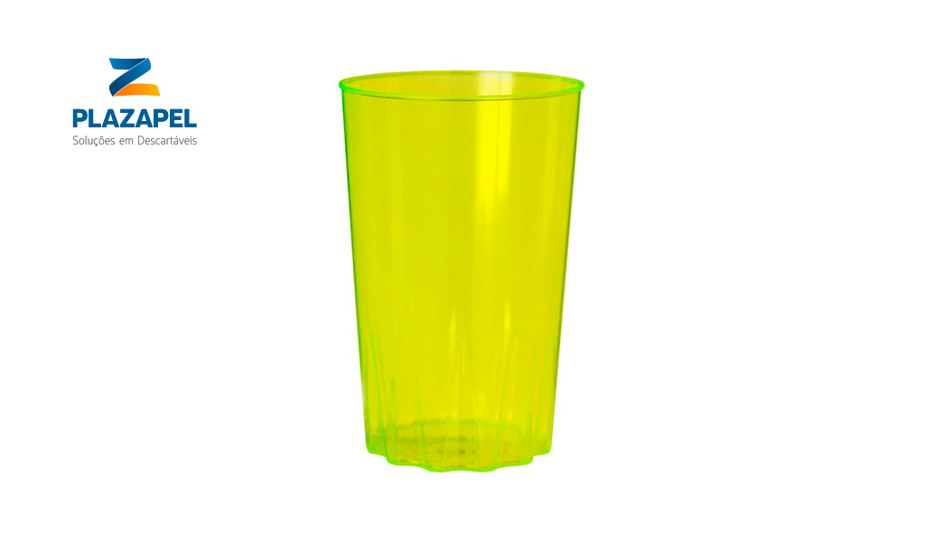 COPO PLAZAPEL PLASTICO REFRIGERANTE 430ML CAIXA C/100 AMARELO