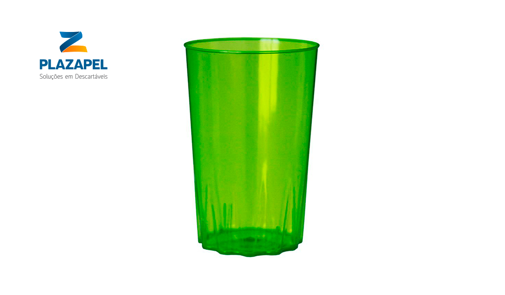 COPO PLAZAPEL PLASTICO REFRIGERANTE 430ML CAIXA C/100 VERDE CLARO