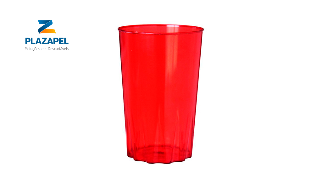 COPO PLAZAPEL PLASTICO REFRIGERANTE 430ML CAIXA C/100 VERMELHO