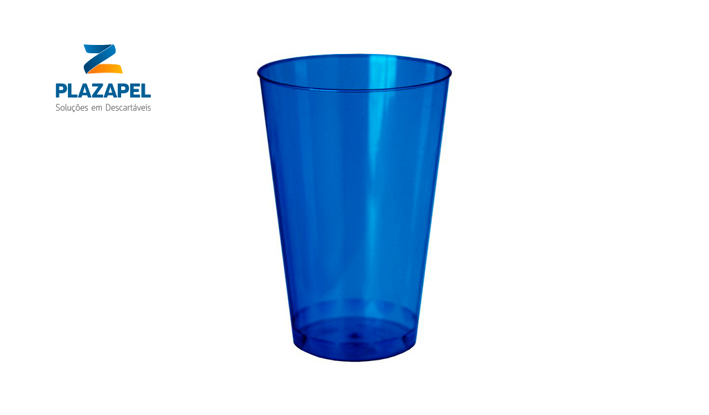 COPO PLAZAPEL PLASTICO REFRIGERANTE 300ML CAIXA C/100 AZUL CLARO