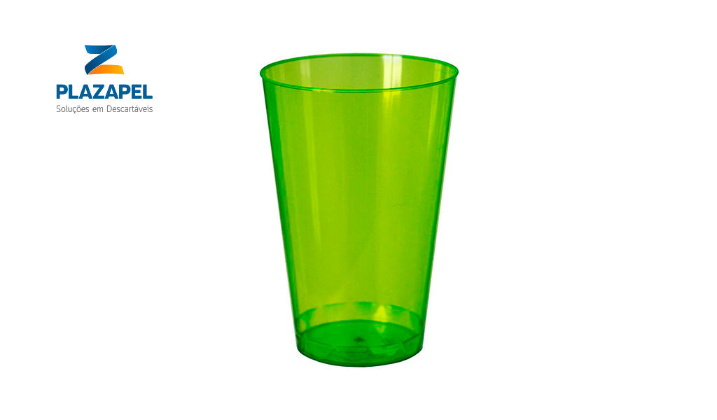 COPO PLAZAPEL PLASTICO REFRIGERANTE 300ML CAIXA C/100 VERDE CLARO