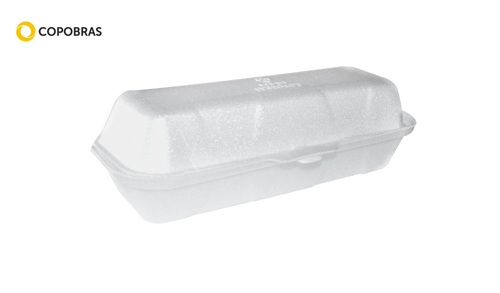 HAMBURGUEIRA COPOBRAS ISOPOR PARA HOT-DOG 225X95X62MM BR C/400 UNIDADES (CH-004)