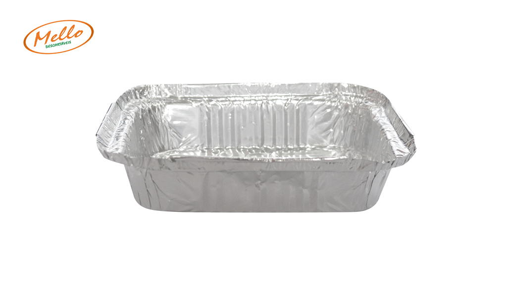 BANDEJA MELLO ALUMINIO RETANGULAR M90 220ML C/100 UNIDADES.
