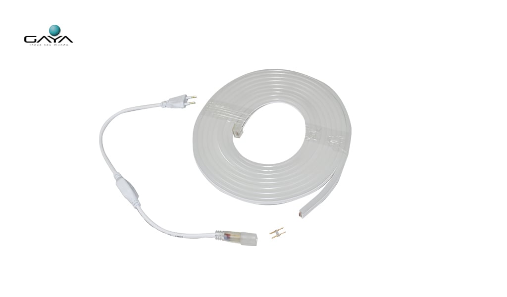 GAYA KIT FITA LED + ACESSÓRIOS LINHA NEON SLIM (USO EXTERNO E INTERNO) 7.5W 220V IP65 - RL C/5M - LUZ VERDE NEON