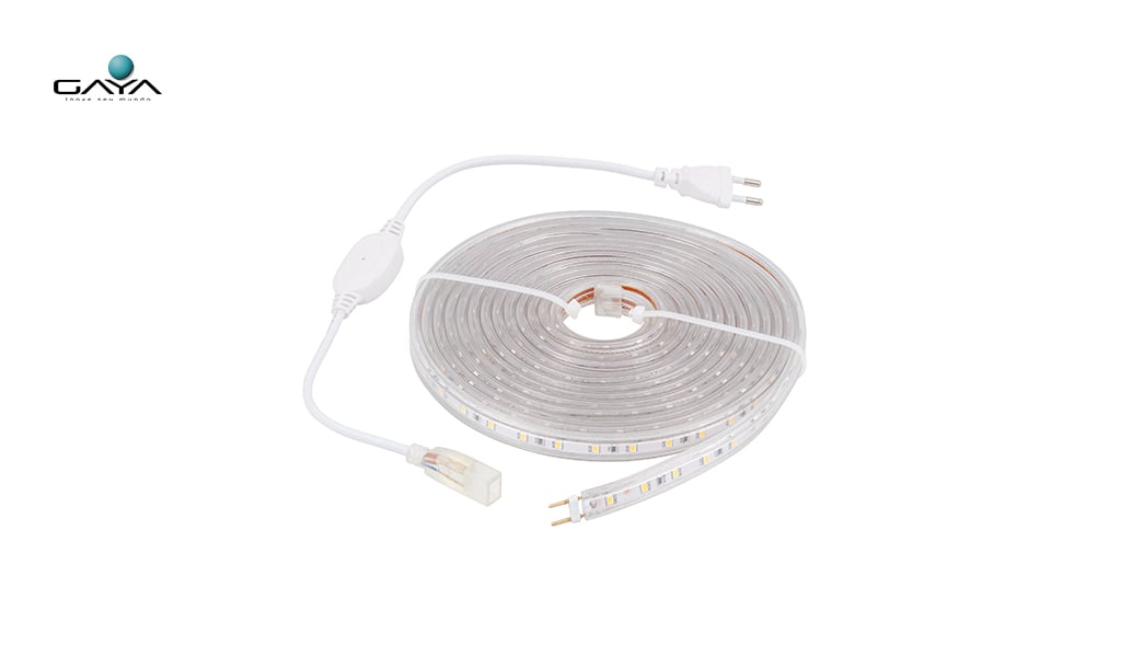GAYA KIT FITA LED + ACESSORIOS (AREA EXTERNA) 4,8W 220V IP65 ROLO C/5M - LUZ NEON VERDE (LIGAÇÃO DIRETO NA REDE)