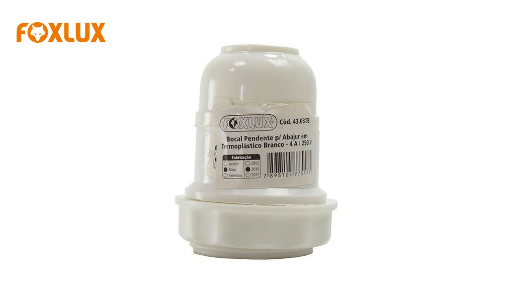 SOQUETE FOXLUX PENDENTE P/ABAJUR PLASTICO BRANCO
