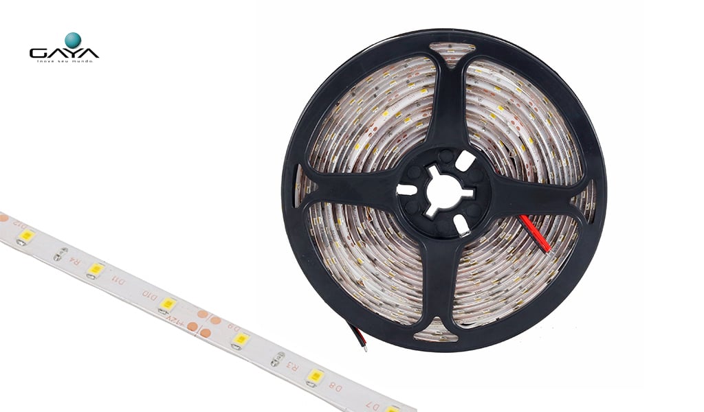 GAYA FITA LED AREA INTERNA 2835 4,8W/M 12V IP65 RL C/5 METROS - 6000K LUZ BRANCA