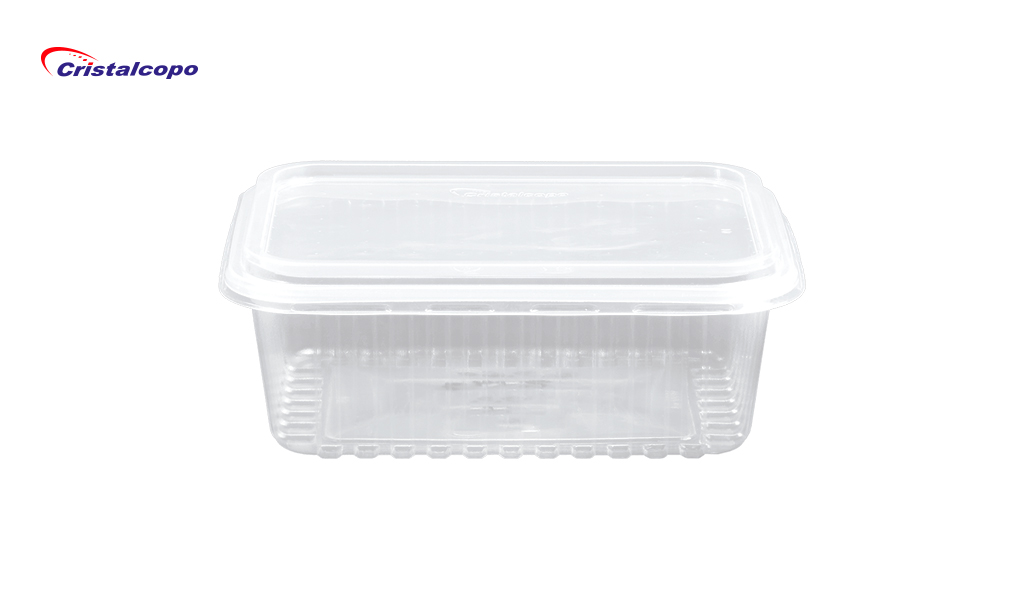 KIT POTE+TAMPA PP CRISTALCOPO PLASTICO RETANGULAR 1000ML - PACOTE C/25 UNIDADES