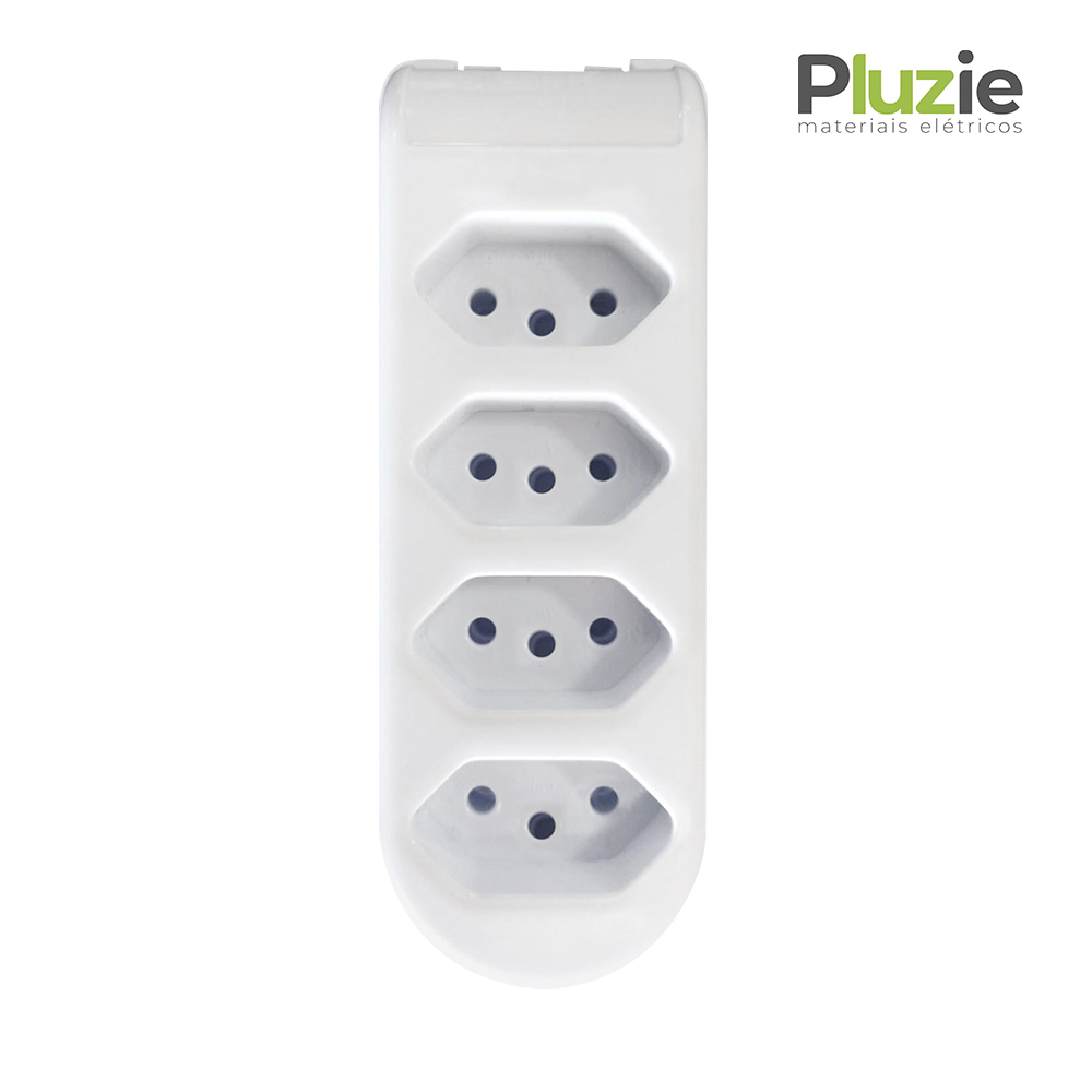 PLUZIE TOMADA EM BARRA 4 VIAS 2P+T 10A BRANCA