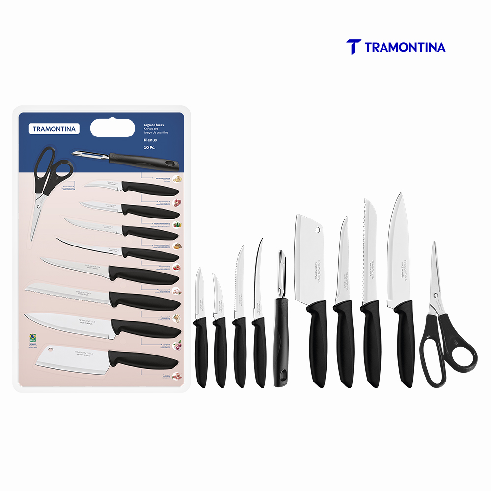 JOGO DE FACAS TRAMONTINA INOX PLENUS 10 PEÇAS