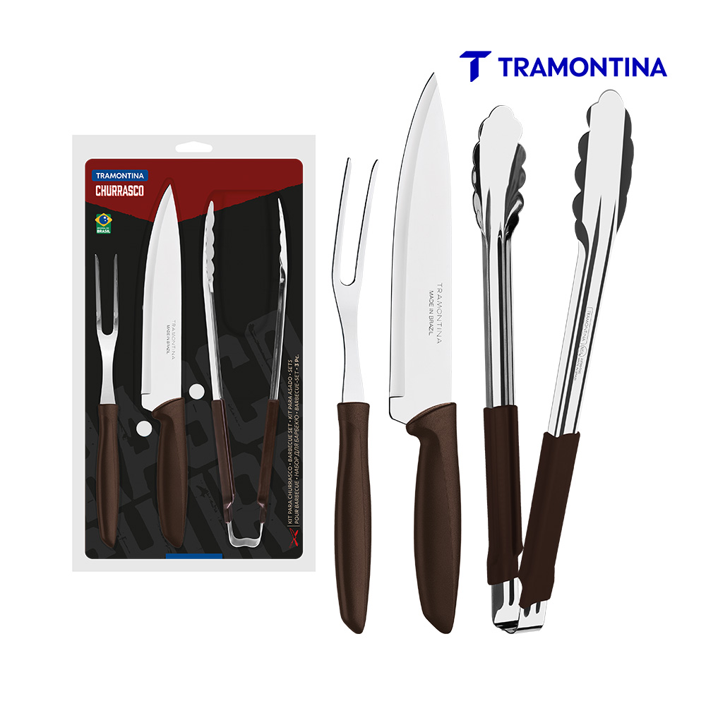 KIT CHURRASCO TRAMONTINA INOX 3PC PLENUS