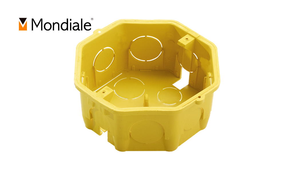 CAIXA MONDIALE DE LUZ FM OCTAGONAL COR AMARELO (FUNDO MOVEL REFORCADO)