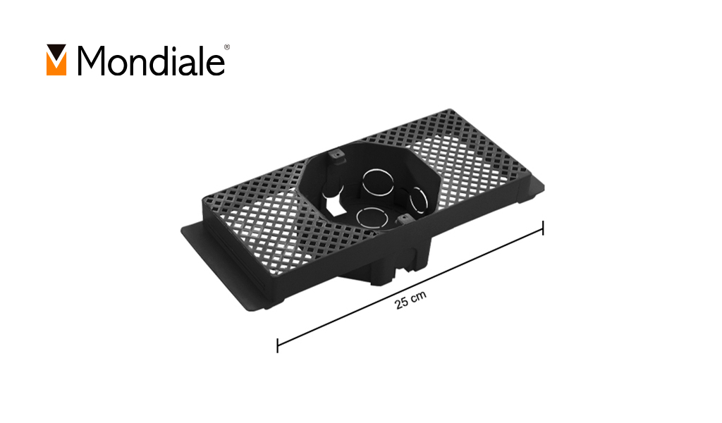 CAIXA MONDIALE DE LUZ SUPORTE PARA LAJE OCTAGONAL 25CM COR PRETO (FUNDO MOVEL).