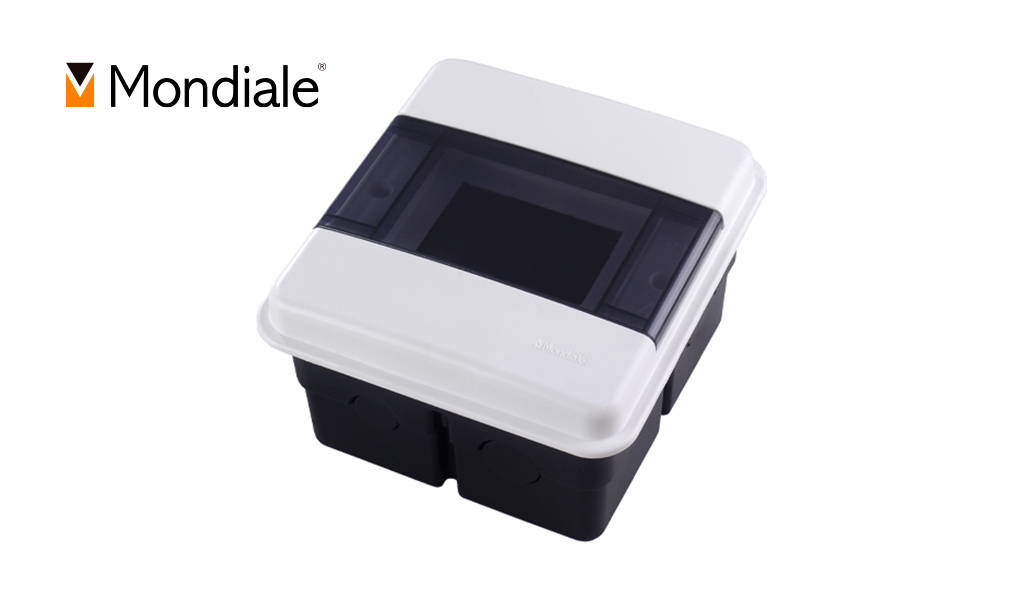 QUADRO MONDIALE DE DISTRIBUIÇÃO P/EMBUTIR - PARA 3 DISJUNTORES NEMA OU 4 DISJUNTORES DIN - COR BRANCO/FUME.