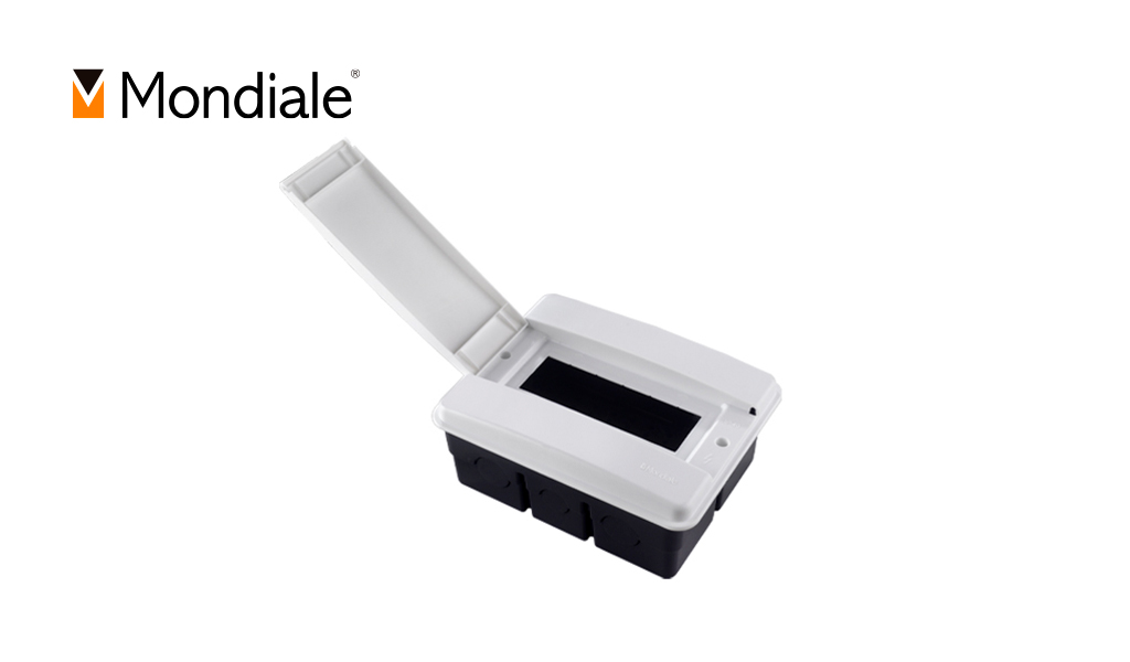 QUADRO MONDIALE DE DISTRIBUIÇÃO P/EMBUTIR - PARA 6 DISJUNTORES NEMA OU 8 DISJUNTORES DIN - COR BRANCO