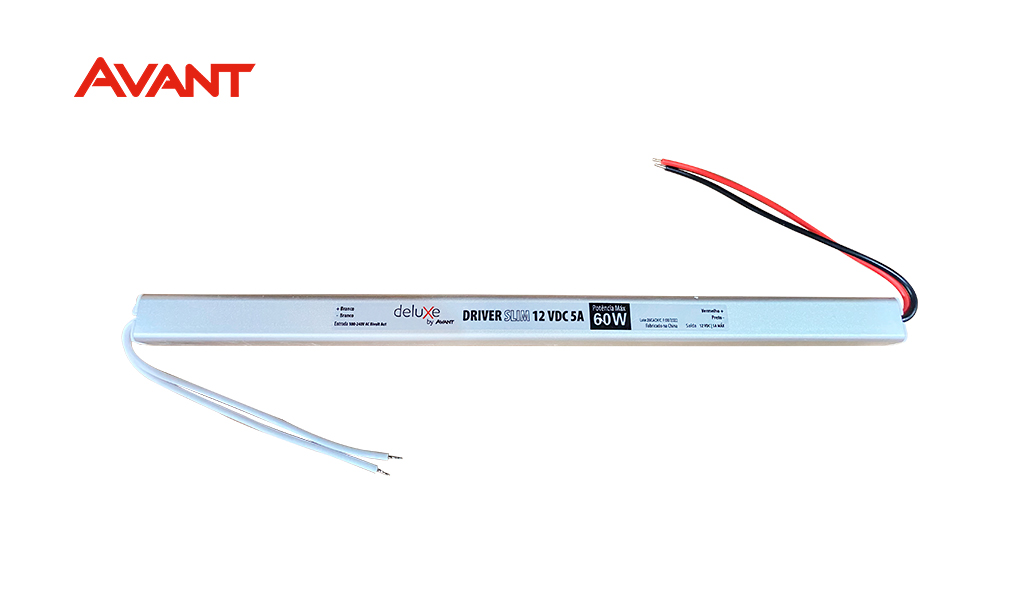 DRIVER AVANT SLIM P/FITA LED 5A 12V 60W BIVOLT