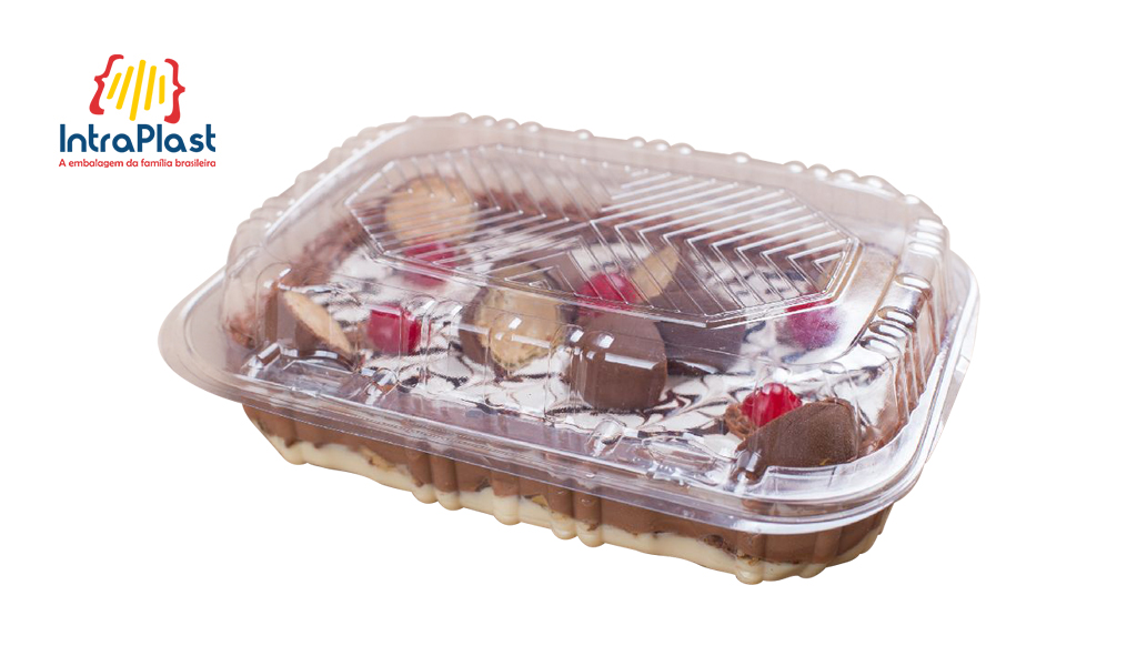 EMBALAGEM INTRAPLAST RETANGULAR P/DOCES E SALGADOS CRISTAL I-18 1000ML C/100 UNIDADES