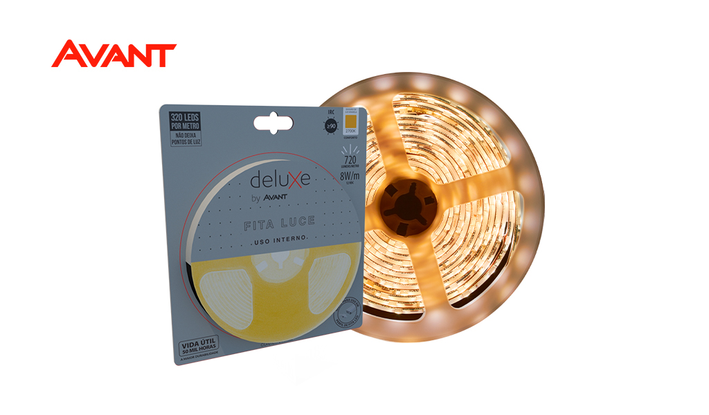 FITA AVANT LED RISQUE INTERNA 10W IP20 12V 5M 3000K - LUZ AMARELA