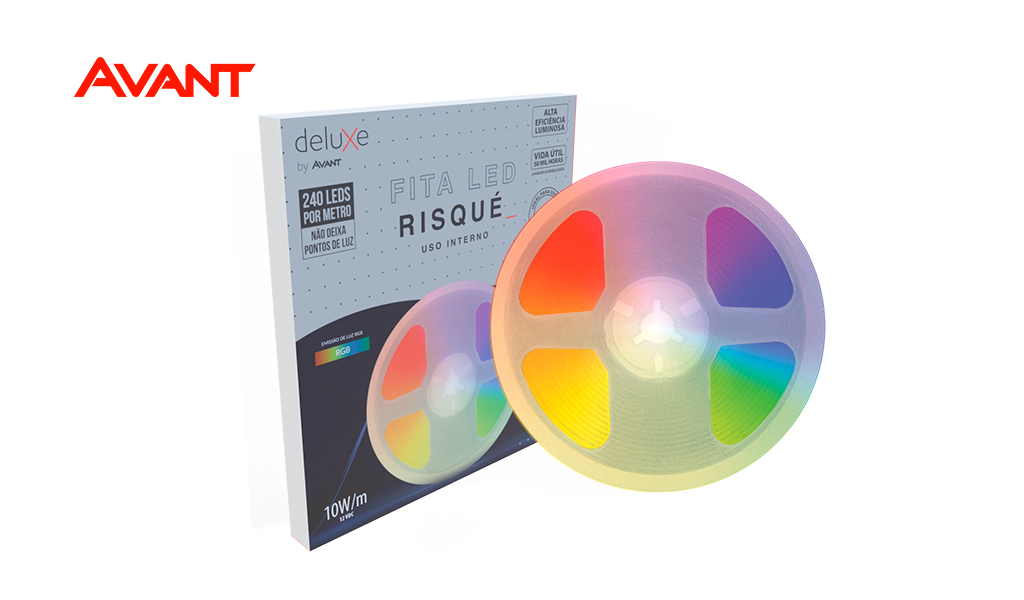 FITA AVANT LED RISQUÊ INTERNA 10W IP20 RGB (COLORIDA) 12V ROLO C/5M