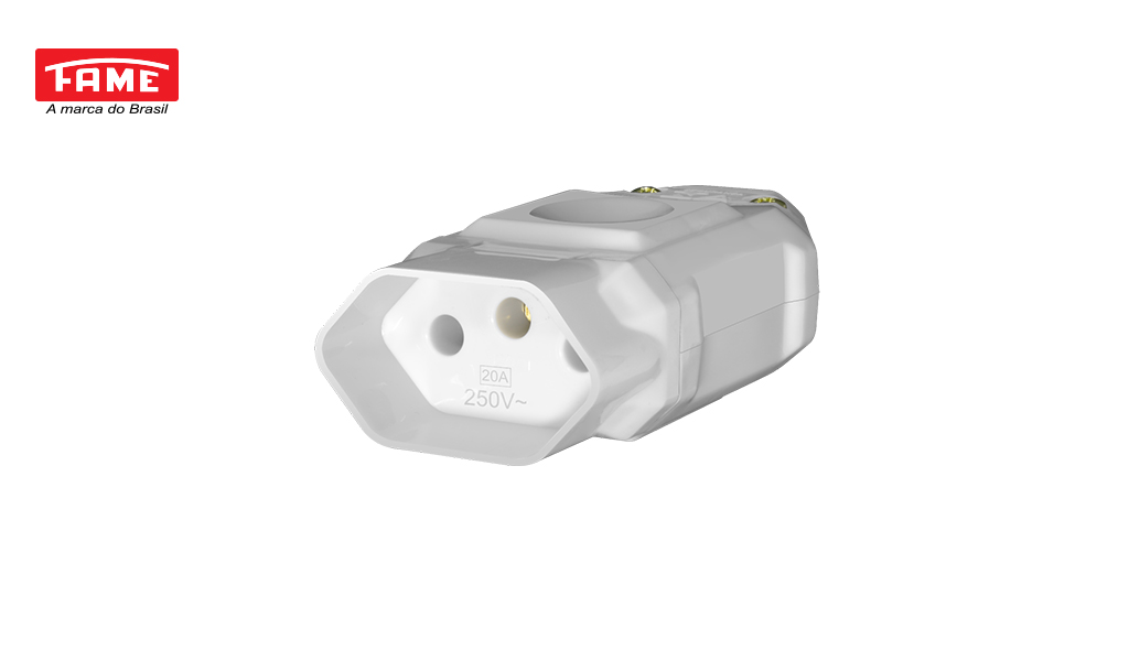 FAME PLUG FEMEA JUNCAO 2P+T 20A 250V CINZA