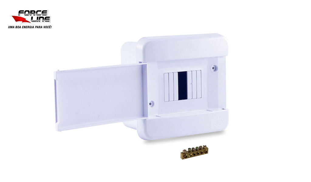 QUADRO DISTRIBUIÇÃO FORCELINE C/BARRAMENTO EMBUTIR 4P DIN BRANCO