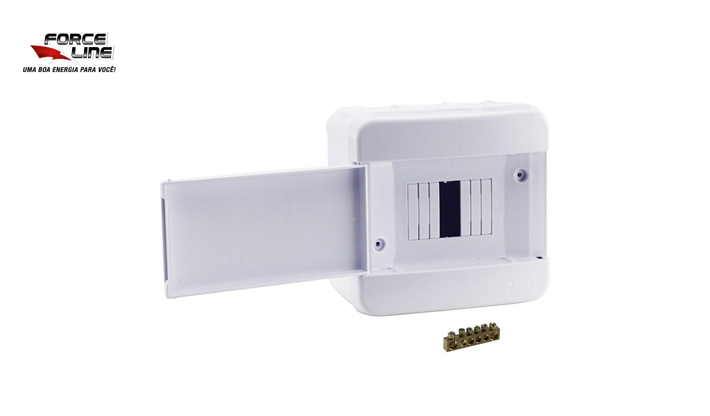 QUADRO DISTRIBUIÇÃO FORCELINE C/BARRAMENTO SOBREPOR P/ 4P DIN BRANCO