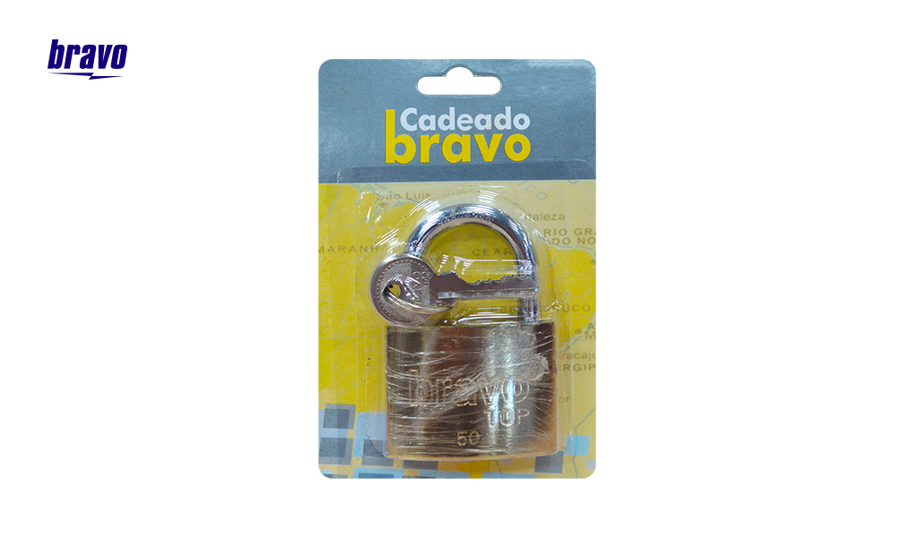 CADEADO BRAVO LATONADO MIOLO LATAO 32MM C/ 03 CHAVES EMBAGALEM BLISTER