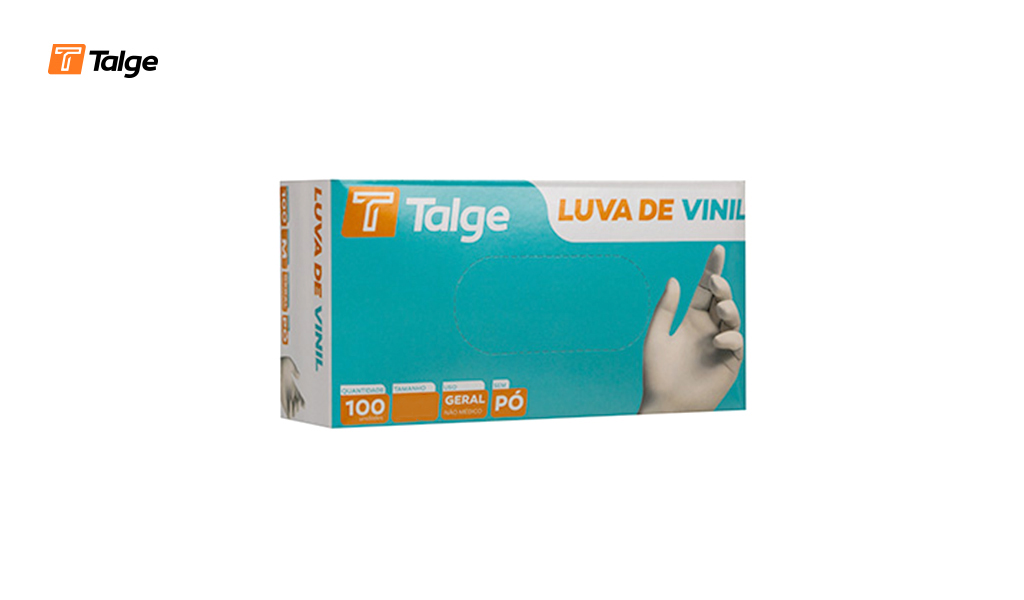 LUVA TALGE VINIL SEM PO TAMANHO PEQUENO - CAIXA COM 100 UNIDADES