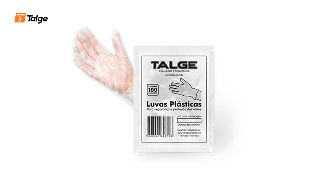 LUVA TALGE PLASTICA TAMANHO XG-L1  - PACOTE COM 100 UNIDADES
