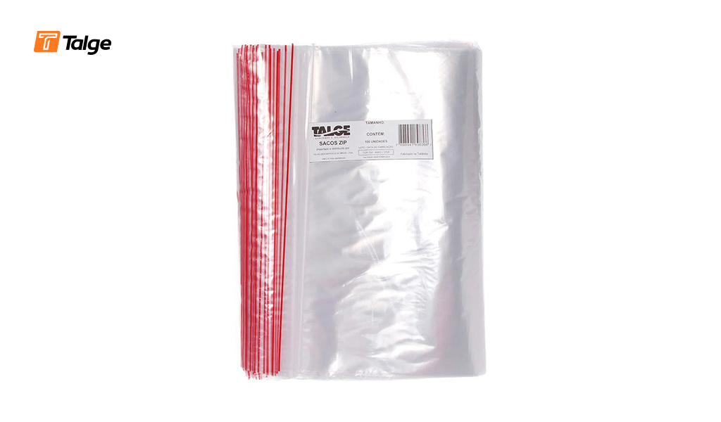 SACO PLASTICO TALGE N00 COM ZIPER - TAMANHO 04X04CM - PACOTE C/100 UNIDADES