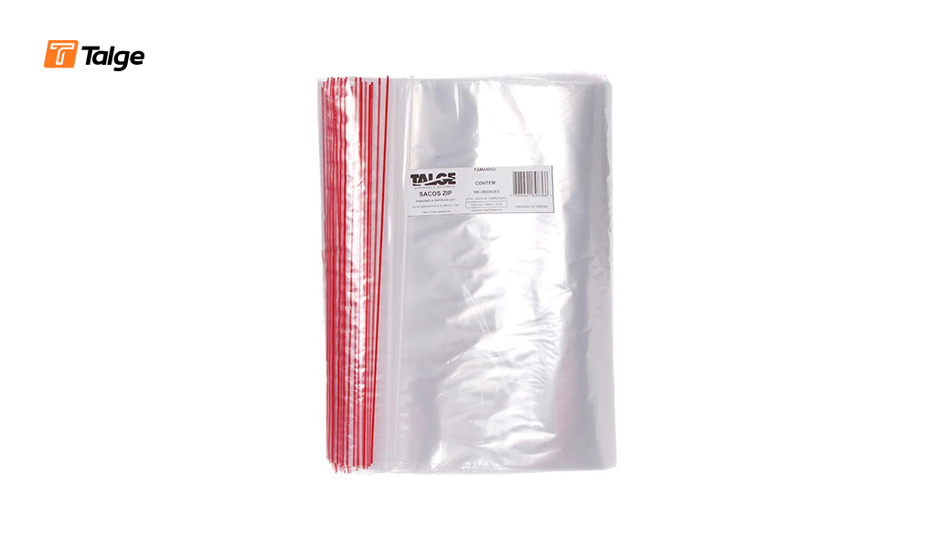 SACO PLASTICO TALGE N01 COM ZIPER - TAMANHO 05X07CM - PACOTE C/100 UNIDADES